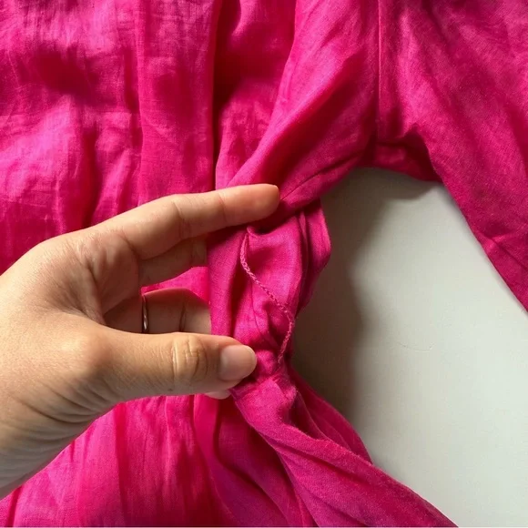 Banana Republic Ramie Open-Back Puff Sleeve Dress sz XS 100% Cotton - Picture 11 of 13